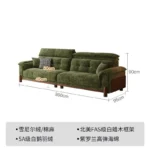 Goldoma Minimalist U-Shape Sectional Sofa in green chenille fabric with sofa bed function for modern living rooms
