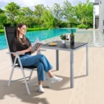 2PCS Foldable Lounge Chair Patio Folding Dining Chairs Aluminum Padded Adjustable High Back Lightweight Lawn Chair, Load 120kg - Image 19