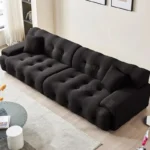 Goldoma Nordic corner sofa in black fabric - modern L-shaped couch for living room