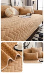 Goldoma thickened velvet sofa cushion with non-slip backing protects furniture while adding cozy warmth