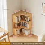 Bookshelf Solid Wood Rotating Multi-layer Corner Storage Cabinet Floor Standing Bookcase Living Room Home Furniture Organization - Image 12