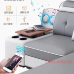 Goldoma U-shaped sectional sofa with built-in Bluetooth speakers and chaise lounge in a modern living room