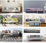 Goldoma Scandinavian Fabric Office Sofa – modern settee with wood frame and eco-friendly fabric for office or living room