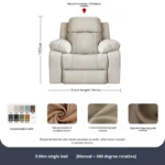 Modern PU leather electric recliner sofa set with wooden frame three-seater functional furniture - Image 4