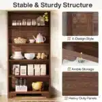Goldoma 6-Tier Industrial Bookcase, 71 Inch Tall Bookshelf with X-Design, Floor Standing 5 Shelf Display Storage for Living