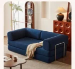 Goldoma velvet sectional sofa in living room - modern L-shaped corduroy couch with soft velvet upholstery and high-resilience sponge filling
