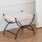 Goldoma compact jacquard footstool with metal frame, modern ottoman for living room and bedroom