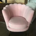 Goldoma Modern Pink Velvet Sofa Chair – Nordic Style Accent Seat for Living Room or Office – side view