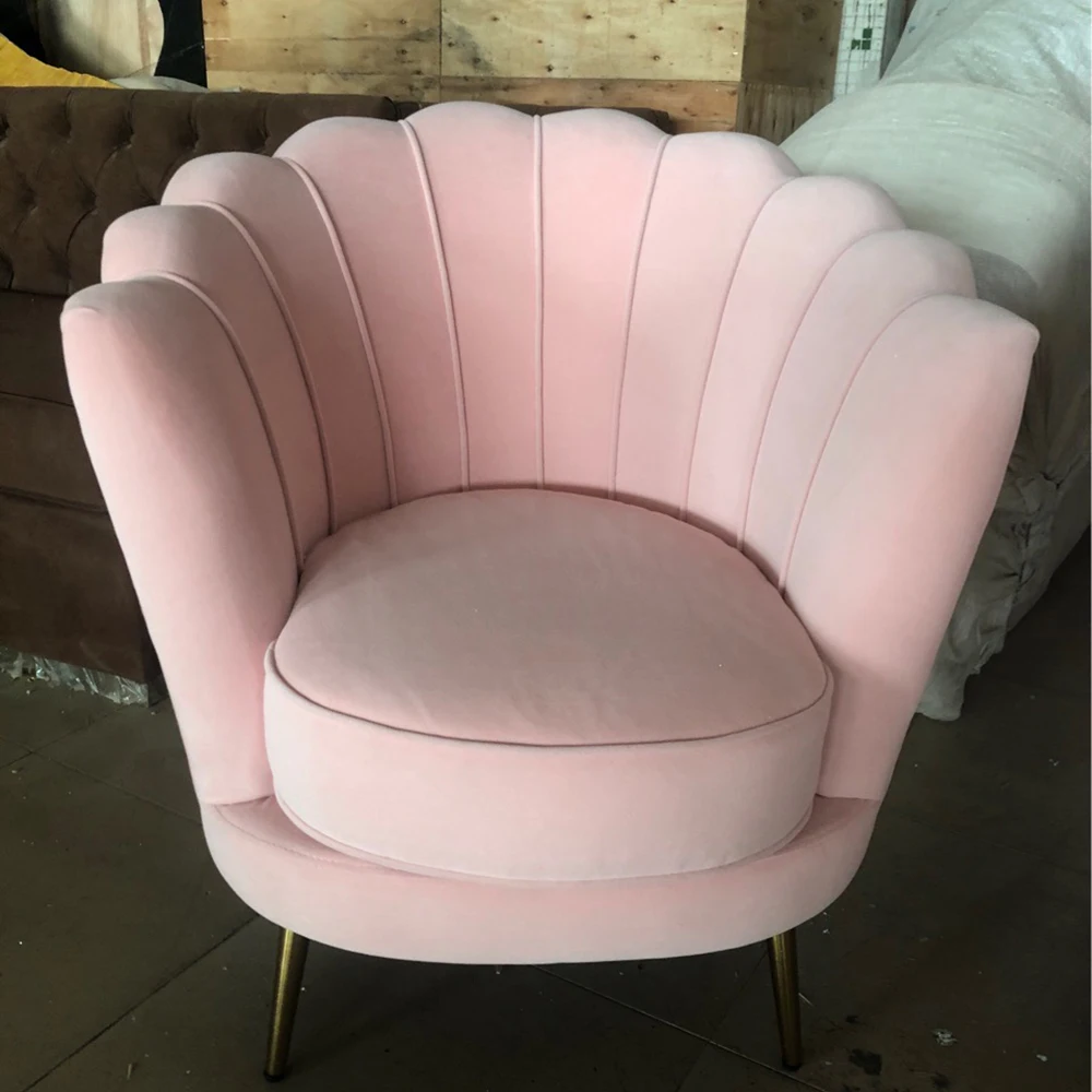 Goldoma Modern Pink Velvet Sofa Chair – Nordic Style Accent Seat for Living Room or Office