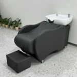 Goldoma Luxury Shampoo Bed with Back Massage - Modern Salon Recliner – angled view