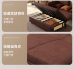 Goldoma foldable leather sofa bed in light luxury abstract pattern, converted to bed mode