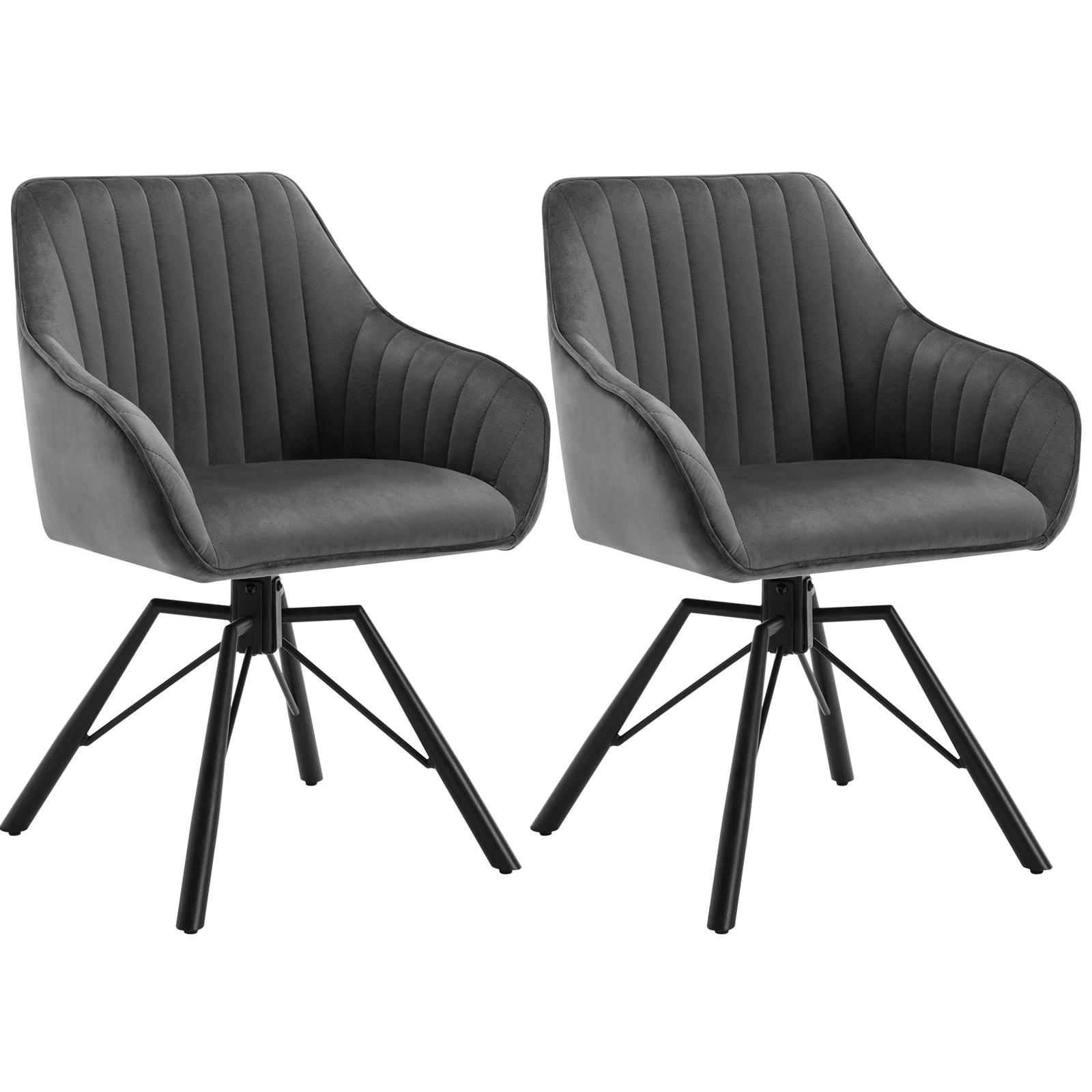 S9876523778c1490bb914bebd6687e760C.webp Goldoma velvet swivel dining chairs set of 2 in cream, featuring 360 degree rotation and ergonomic design
