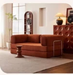 Goldoma velvet sectional sofa in living room - modern L-shaped corduroy couch with soft velvet upholstery and high-resilience sponge filling
