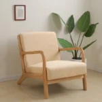 Goldoma stretch armchair slipcover with zipper in a living room, showing a snug fit on a standard armchair