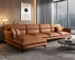 Goldoma Leather L-Shaped Sectional Sofa with Latex Cushions