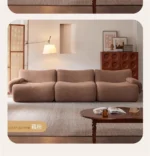 Goldoma modular cream Sherpa sofa vacuum-compressed sectional with high-elastic foam in mid-century style.
