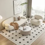 Goldoma semi circle sectional sofa in modern lamb wool fabric for hotel lobby or living room