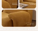 Goldoma modular cream Sherpa sofa vacuum-compressed sectional with high-elastic foam in mid-century style.
