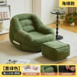 Goldoma corduroy u-shaped sectional sofa in olive green with ottoman, modern minimalist design for living room
