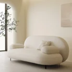 Goldoma semi circle sectional sofa in modern lamb wool fabric for hotel lobby or living room