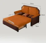 Goldoma foldable leather sofa bed in light luxury abstract pattern, converted to bed mode