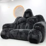 Goldoma creative animal sofa bed in modern living room, upholstered in soft fabric, converted to a bed