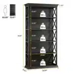 Goldoma 6-Tier Industrial Bookcase, 71 Inch Tall Bookshelf with X-Design, Floor Standing 5 Shelf Display Storage for Living