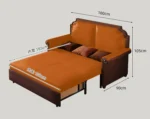 Goldoma foldable leather sofa bed in light luxury abstract pattern, converted to bed mode
