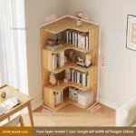 Bookshelf Solid Wood Rotating Multi-layer Corner Storage Cabinet Floor Standing Bookcase Living Room Home Furniture Organization - Image 7