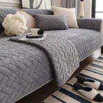 Goldoma thickened velvet sofa cushion with non-slip backing protects furniture while adding cozy warmth