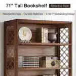 Goldoma 6-Tier Industrial Bookcase, 71 Inch Tall Bookshelf with X-Design, Floor Standing 5 Shelf Display Storage for Living
