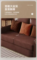 Goldoma foldable leather sofa bed in light luxury abstract pattern, converted to bed mode