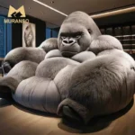 Goldoma creative animal sofa bed in modern living room, upholstered in soft fabric, converted to a bed