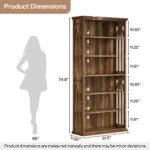 Goldoma 6-Tier Tall Bookshelf 75-Inch with Adjustable Shelves in Brown Finish
