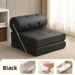 Goldoma Folding Lazy Sofa Chair in modern living room with corduroy or leather upholstery, small space