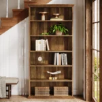 Goldoma 6-Tier Tall Bookshelf 75-Inch with Adjustable Shelves in Brown Finish