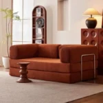 Goldoma velvet sectional sofa in living room - modern L-shaped corduroy couch with soft velvet upholstery and high-resilience sponge filling