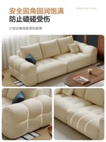 Goldoma modern L-shaped corner sofa with storage in cream chenille velvet, Scandinavian minimalist design for living room