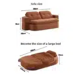 Goldoma Corduroy L-Shaped Sofa Bed with Removable Cover - Brown – base detail
