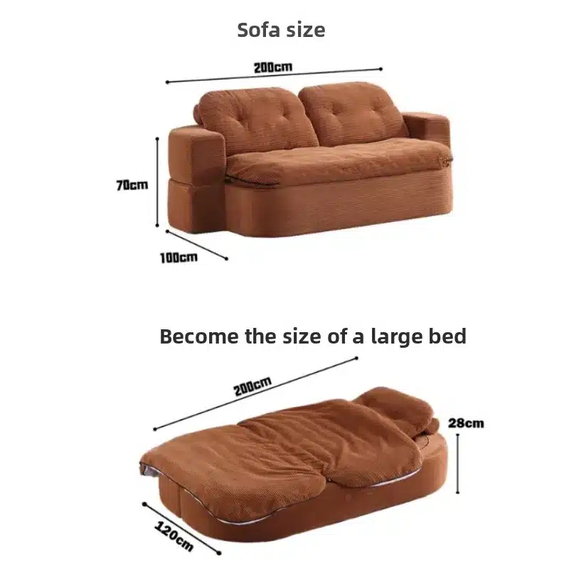 Goldoma Corduroy L-Shaped Sofa Bed with Removable Cover - Brown