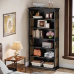 Goldoma 6-Tier Tall Bookshelf 75-Inch with Adjustable Shelves in Brown Finish