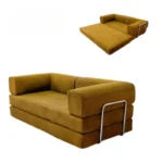 Goldoma velvet sectional sofa in living room - modern L-shaped corduroy couch with soft velvet upholstery and high-resilience sponge filling