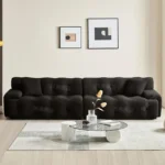 Goldoma Nordic corner sofa in black fabric - modern L-shaped couch for living room