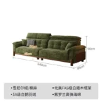 Goldoma Minimalist U-Shape Sectional Sofa in green chenille fabric with sofa bed function for modern living rooms