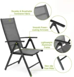 2PCS Foldable Lounge Chair Patio Folding Dining Chairs Aluminum Padded Adjustable High Back Lightweight Lawn Chair, Load 120kg - Image 23