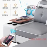 Goldoma U-shaped sectional sofa with built-in Bluetooth speakers and chaise lounge in a modern living room