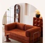 Goldoma velvet sectional sofa in living room - modern L-shaped corduroy couch with soft velvet upholstery and high-resilience sponge filling