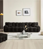 Goldoma Nordic corner sofa in black fabric - modern L-shaped couch for living room