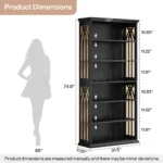 Goldoma 6-Tier Tall Bookshelf 75-Inch with Adjustable Shelves in Brown Finish