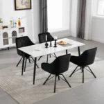 Goldoma velvet swivel dining chairs set of 2 in cream, featuring 360 degree rotation and ergonomic design